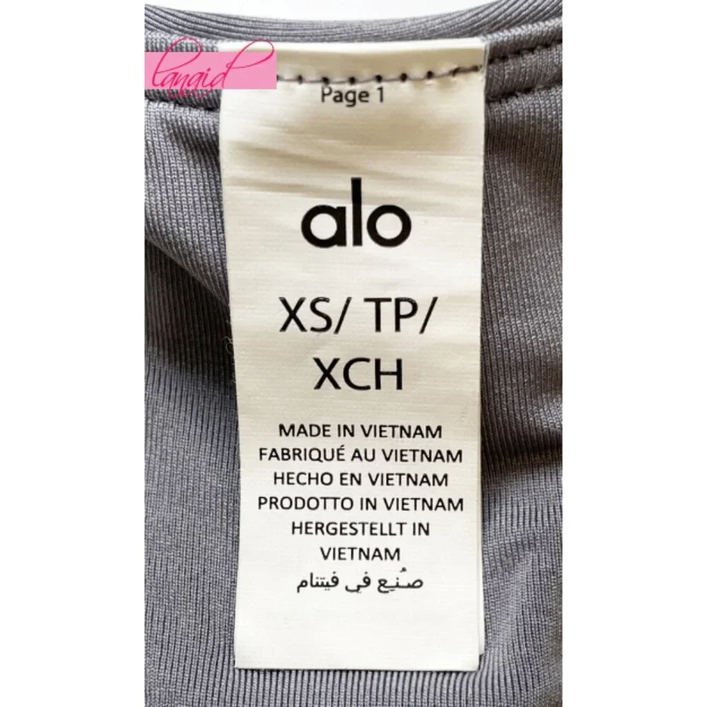 Alo Airlift Advantage Racerback Bra Fog Padded Sports Tank Exercise Crop Top XS